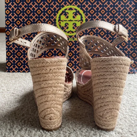 TORY BURCH Leather Printed Espadrille Sandals - Picture 5 of 10
